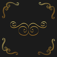 golden calligraphic flourishes decorative ornament design element swirl vector illustration