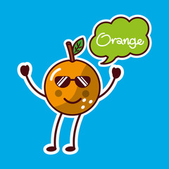 orange with sunglasses fruit kawaii cheerful character vector illustration