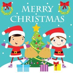 MERRY CHRISTMAS HOLIDAY SEASON CELEBRATION VECTOR ILLUSTRATION CHARACTER