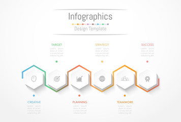 Infographic design elements for your business data with 6 options, parts, steps, timelines or processes. Vector Illustration.