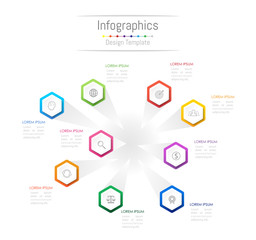 Infographic design elements for your business data with 9 options, parts, steps, timelines or processes. Vector Illustration.