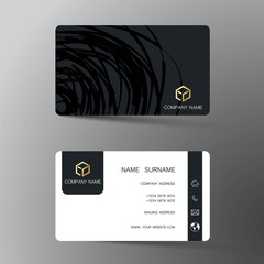 Modern business card template design. With inspiration from the abstract. Contact card for company. Two sided black and white . Vector illustration. 