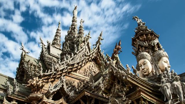 Sanctuary of truth timelapse in Pattaya, Thailand