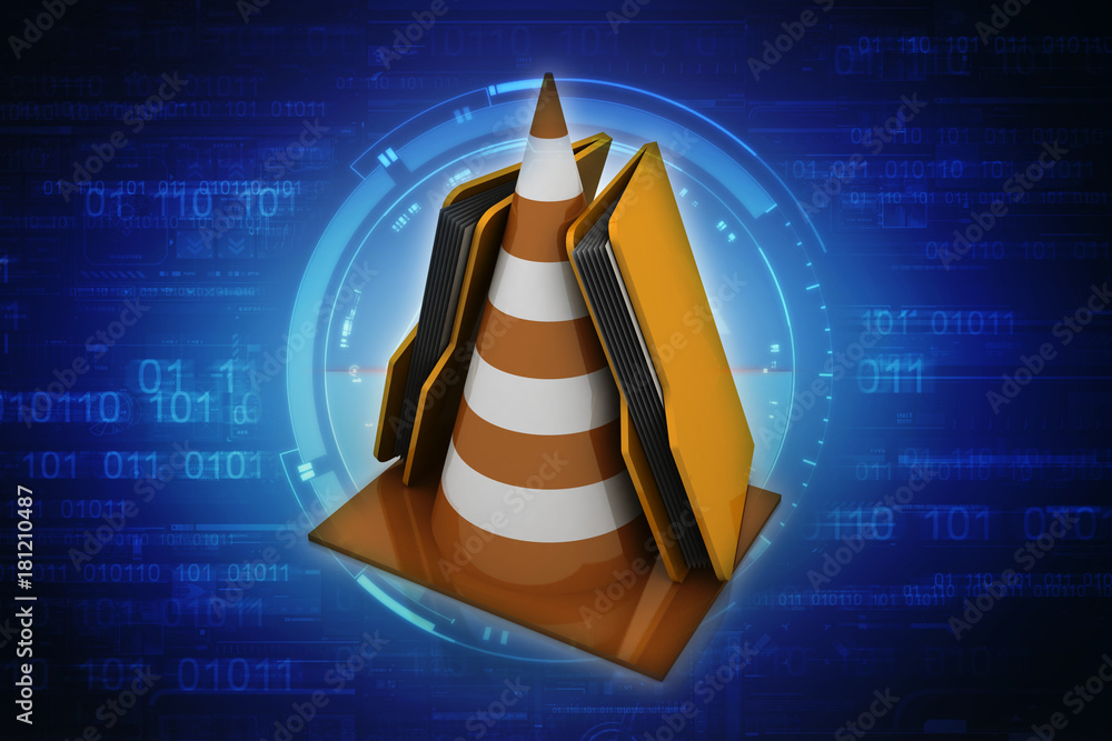 Poster 3d rendering folder with documents
