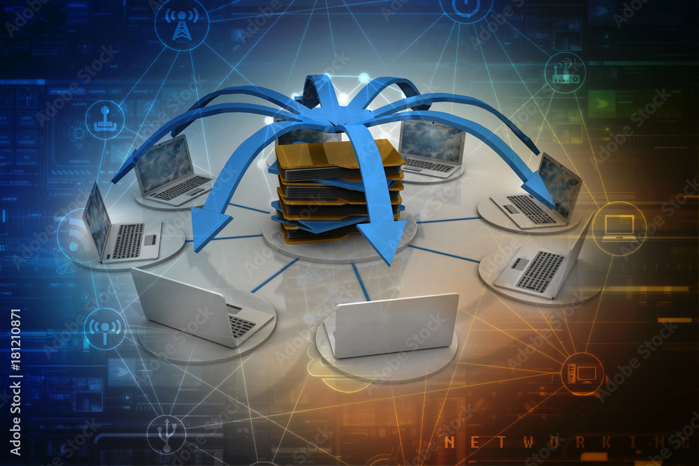 Poster 3d rendering technology computer network