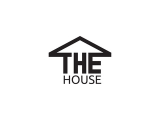 the house text with roof logo design template vector illustration