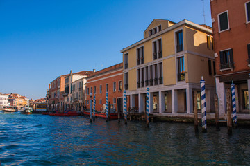 Obraz na płótnie Canvas Venice City of Italy. View on Grand Canal, Venetian Landscape with boats and gondolas