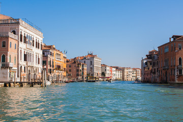 Fototapeta premium Venice City of Italy. View on Grand Canal, Venetian Landscape with boats and gondolas
