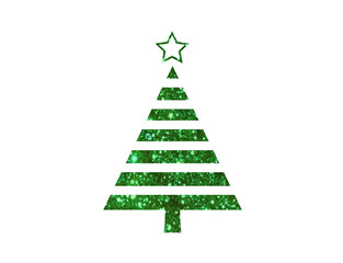 Fototapeta premium Isolated vector green glitter Christmas tree flat icon