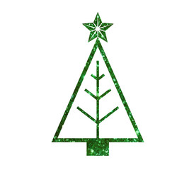 vector green glitter Christmas tree flat icon