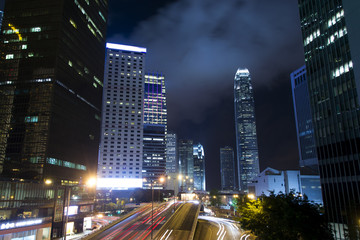 Night shot of Hong Kong financial center in central