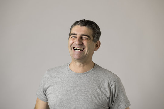 Portrait Of Mature White Man 40 To 50 Years Old Smiling And Laughing Happy And Excited Showing Nice And Positive Face Expression