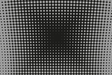 Abstract futuristic halftone pattern. Comic background. Dotted backdrop with circles, dots, point large scale. Black, gray color