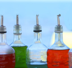 four bottles of syrup to make the shave ice