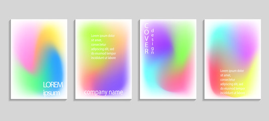 Minimal fluid colors covers set. Future geometric gradient background. Vector templates for placards, banners, flyers, presentations and reports
