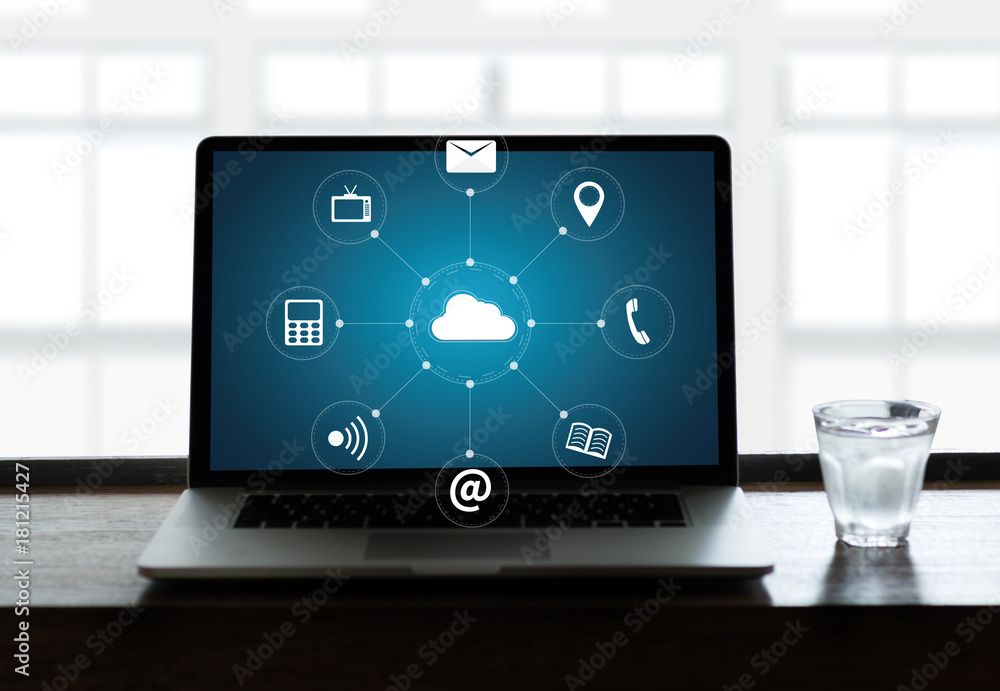 Poster cloud computing diagram network data storage technology service