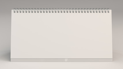 White table calendar mock-up on white surface