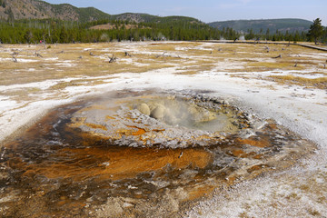Abstract colored thermal lake in Yellowstone
