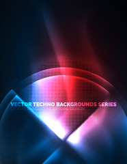 Circular glowing neon shapes, techno background