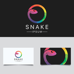 Snake Logo. Colorful Low Poly Snake Logo Design