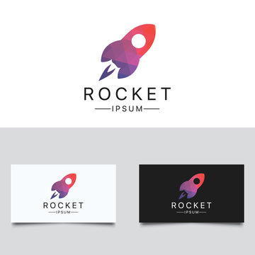 Rocket Logo. Colorful Low Poly Rocket Logo Design