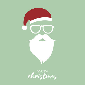 Weihnachtsmann mit Brille - Merry Christmas - grün