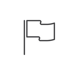 Destination flag line icon, outline vector sign, linear style pictogram isolated on white. Waving flag symbol, logo illustration. Editable stroke