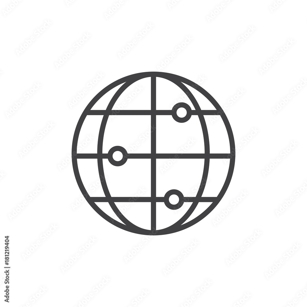 Poster global network connections line icon, outline vector sign, linear style pictogram isolated on white.