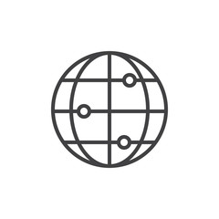 Global network connections line icon, outline vector sign, linear style pictogram isolated on white. Globe and dots symbol, logo illustration. Editable stroke