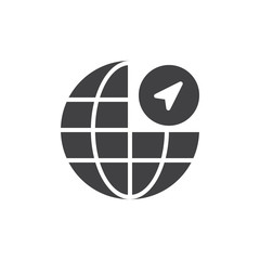 Globe navigation icon vector, filled flat sign, solid pictogram isolated on white. Symbol, logo illustration.