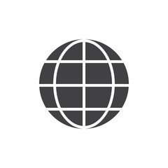 Earth grid icon vector, filled flat sign, solid pictogram isolated on white. Browser globe symbol, logo illustration.