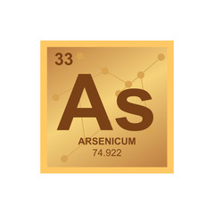 Vector symbol of Arsenic from the Periodic Table of the elements on the background from connected molecules