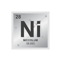 Vector symbol of Nickel from the Periodic Table of the elements on the background from connected molecules