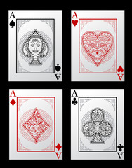 Vector set of thai tradition playing card and icon with decorative ornament