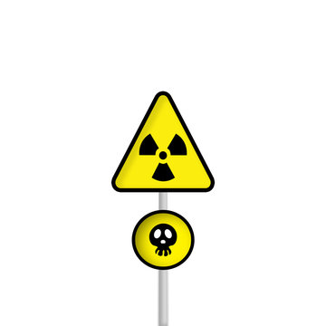 Radioactive Warning Warning Sign on a White Background