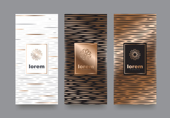 Vector set packaging templates with different texture for luxury products.logo design with trendy linear style.vector illustration