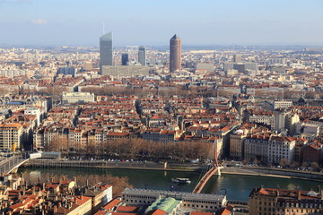 Obraz premium vue aérienne de la ville de lyon