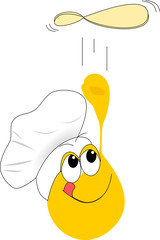 Pizzabäcker wirft Teig in die Luft