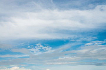 Naklejka na ściany i meble Summer sky and beautiful sun in the blue sky with clouds.