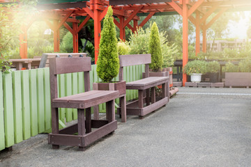 Fototapeta na wymiar Long chair on public garden at japan.