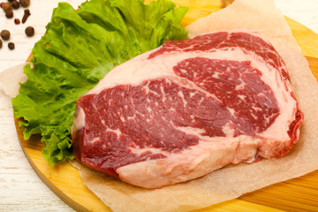 Rib eye raw steak