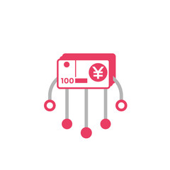 Financial diversification, deposits icon with chinese yuan
