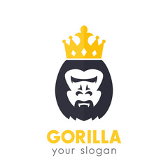 gorilla king vector logo on white