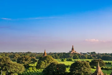 Fotobehang Ancient Land of Bagan view from the top of Shwesandaw Pagoda © phurinee