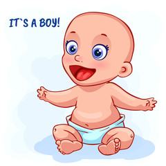 Vector illustration of cartoon cute baby boy.