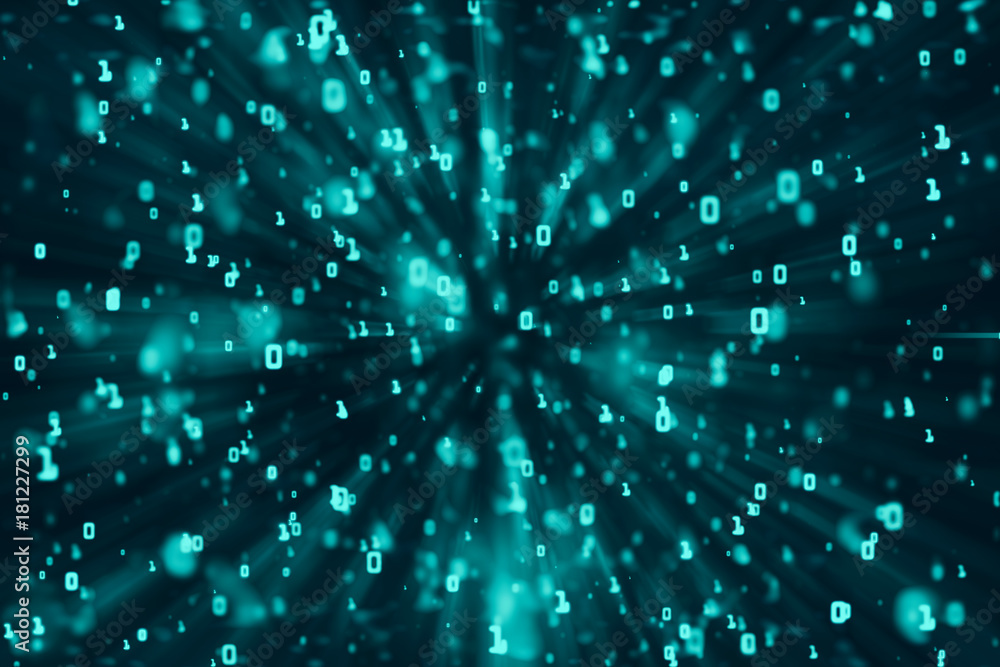 Poster Turquoise binary code background