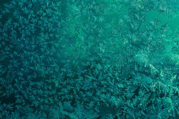 Beautiful nature pattern on frosted glass for background. Toned