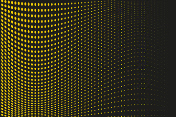 Abstract futuristic halftone pattern. Comic background. Dotted backdrop with circles, dots, point large scale. Black, yellow color