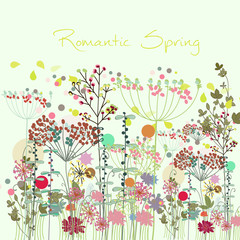 Spring floral illustration  with field summer flowers