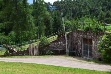 włochy, góry, krajobraz, zieleń, domek